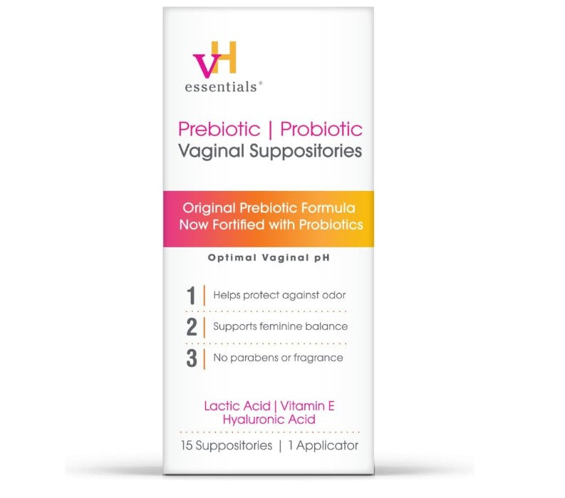vH essentials Prebiotic + Probiotic Vaginal Suppositories | Óvulos Vaginales con Prebióticos y Probióticos | 15 Óvulos