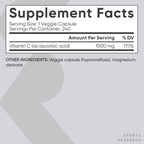 Sports Research Vitamin C 1000 mg | Vitamina C de Alta Potencia | 240 Cápsulas Veganas