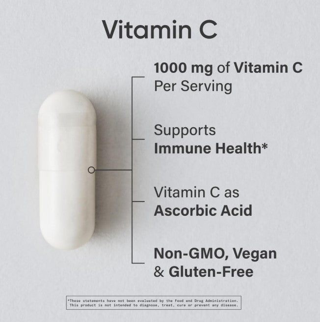 Sports Research Vitamin C 1000 mg | Vitamina C de Alta Potencia | 240 Cápsulas Veganas