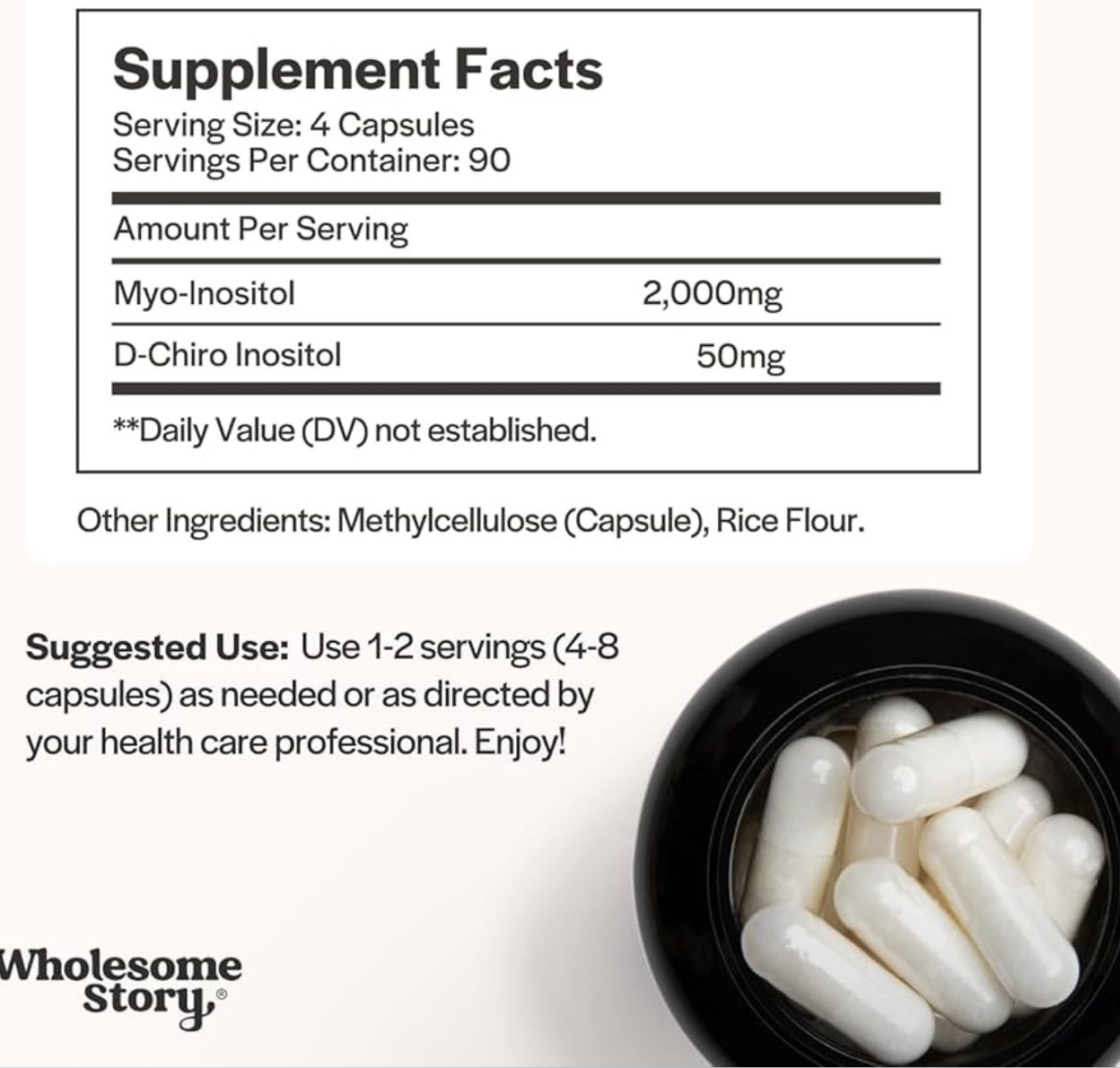 Myo & Di Chiro Inositol con MTHF Folato y Vitamina D3- Wholesome Story Polvo