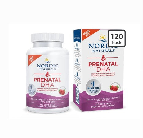 Nordic Naturals Prenatal DHA | Omega-3 con DHA y Vitamina D3 para el Embarazo | 120 Softgels