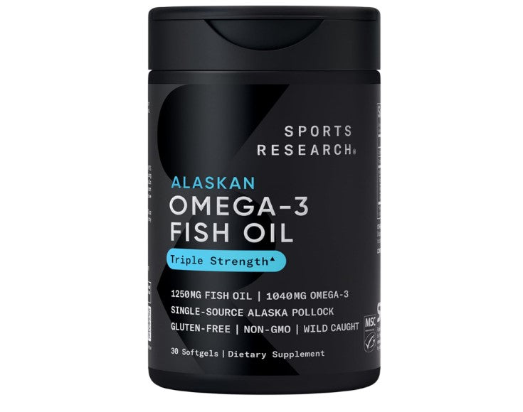 Sports Research Alaskan Omega-3 Fish Oil Triple Strength | Omega 3 1040 mg | 30 Softgels