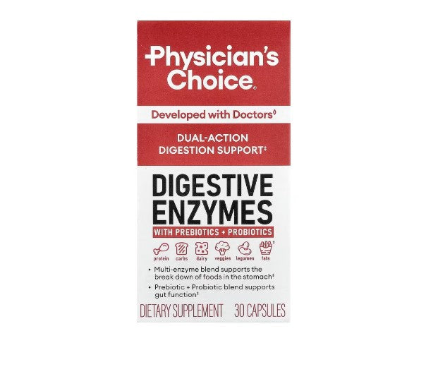Physician's Choice Digestive Enzymes | Enzimas Digestivas con Probióticos | 30 Cápsulas