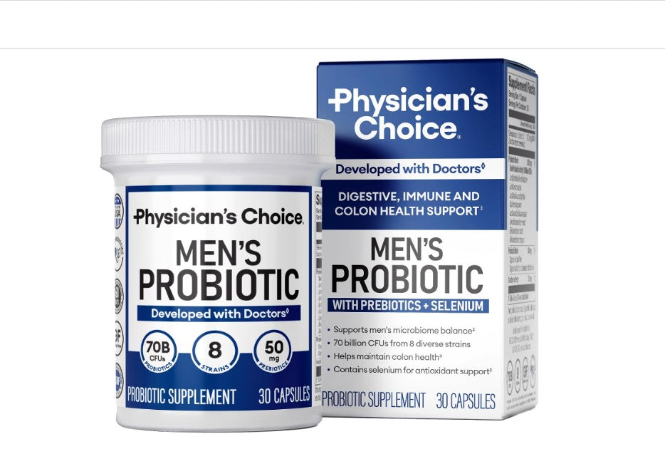 Physician's Choice Men's Probiotic con Prebióticos + Selenio | 70 Mil Millones UFC | 30 Cápsulas