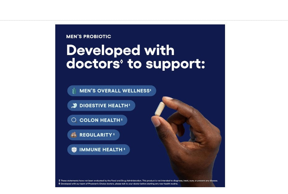 Physician's Choice Men's Probiotic con Prebióticos + Selenio | 70 Mil Millones UFC | 30 Cápsulas