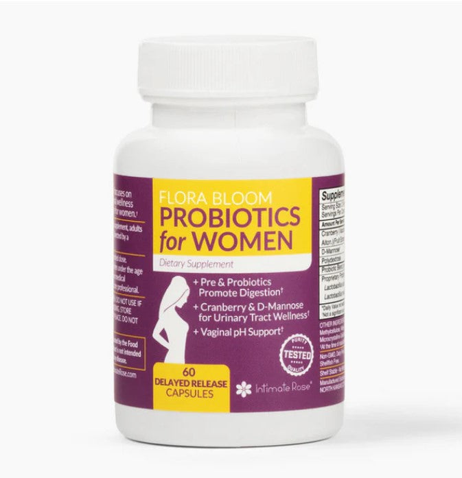 Intimate Rose Flora Bloom Probiotics for Women | Probióticos para Mujeres con Cranberry y D-Manosa | 60 Cápsulas