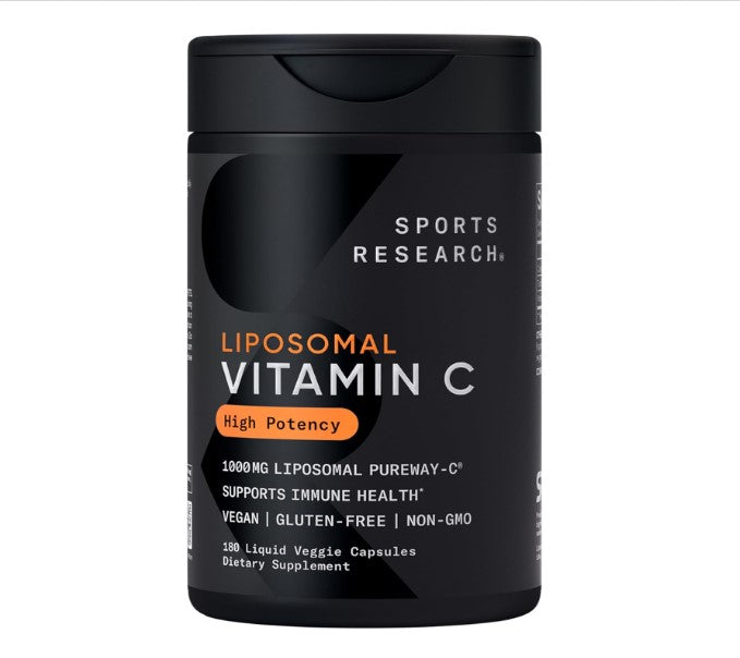Sports Research Liposomal Vitamin C 1000 mg | Vitamina C Liposomal PureWay-C® | 180 Cápsulas Líquidas Veganas