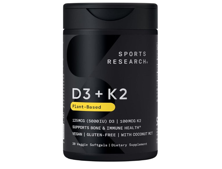Sports Research Vitamin D3 + K2 Vegana | Vitamina D3 5000 UI + K2 MK-7 | 30 Softgels
